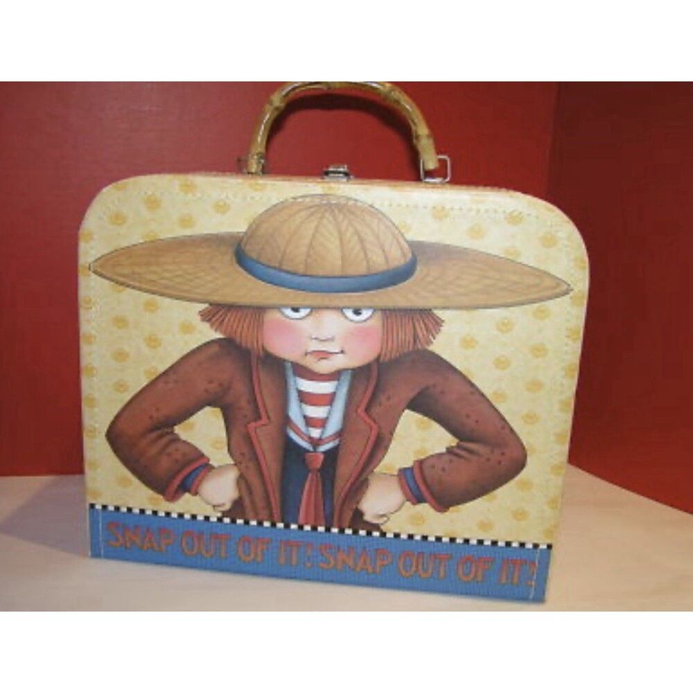 Vintage Mary Engelbreit “Snap Out Of It!” Small Cardboard Suitcase Storage Box